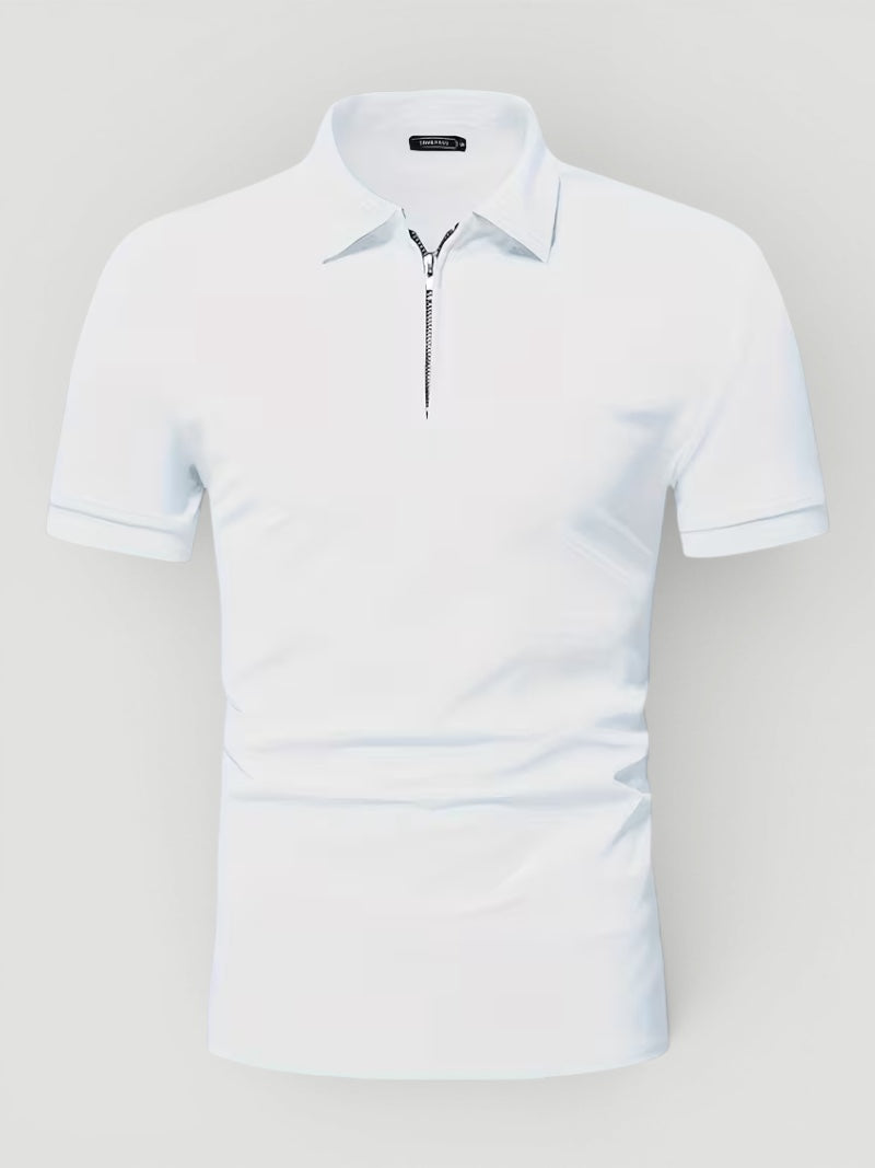Comfortable men's lightweight polo with a sleek zip, a smart addition to any wardrobe.