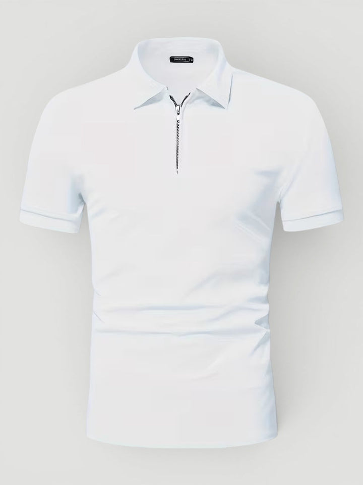 Comfortable men's lightweight polo with a sleek zip, a smart addition to any wardrobe.
