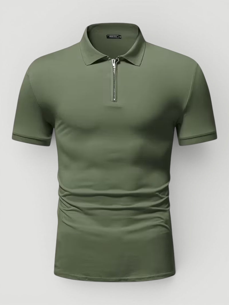 Lightweight men's polo shirt with a zip neckline, providing everyday comfort & style.