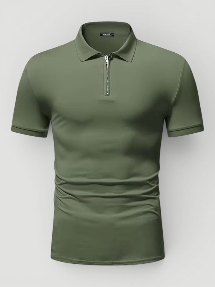Lightweight men's polo shirt with a zip neckline, providing everyday comfort & style.