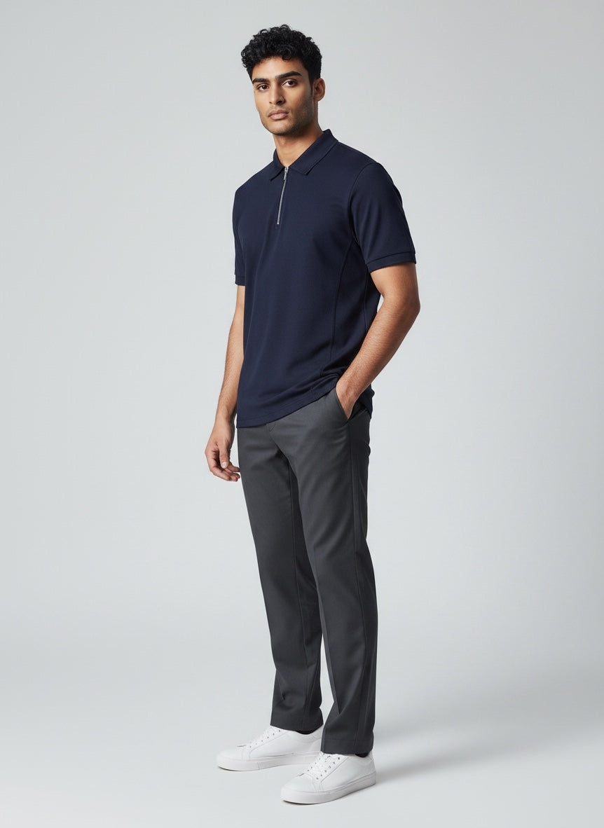 Men's summer style zip polo, designed for maximum comfort and an effortless look.