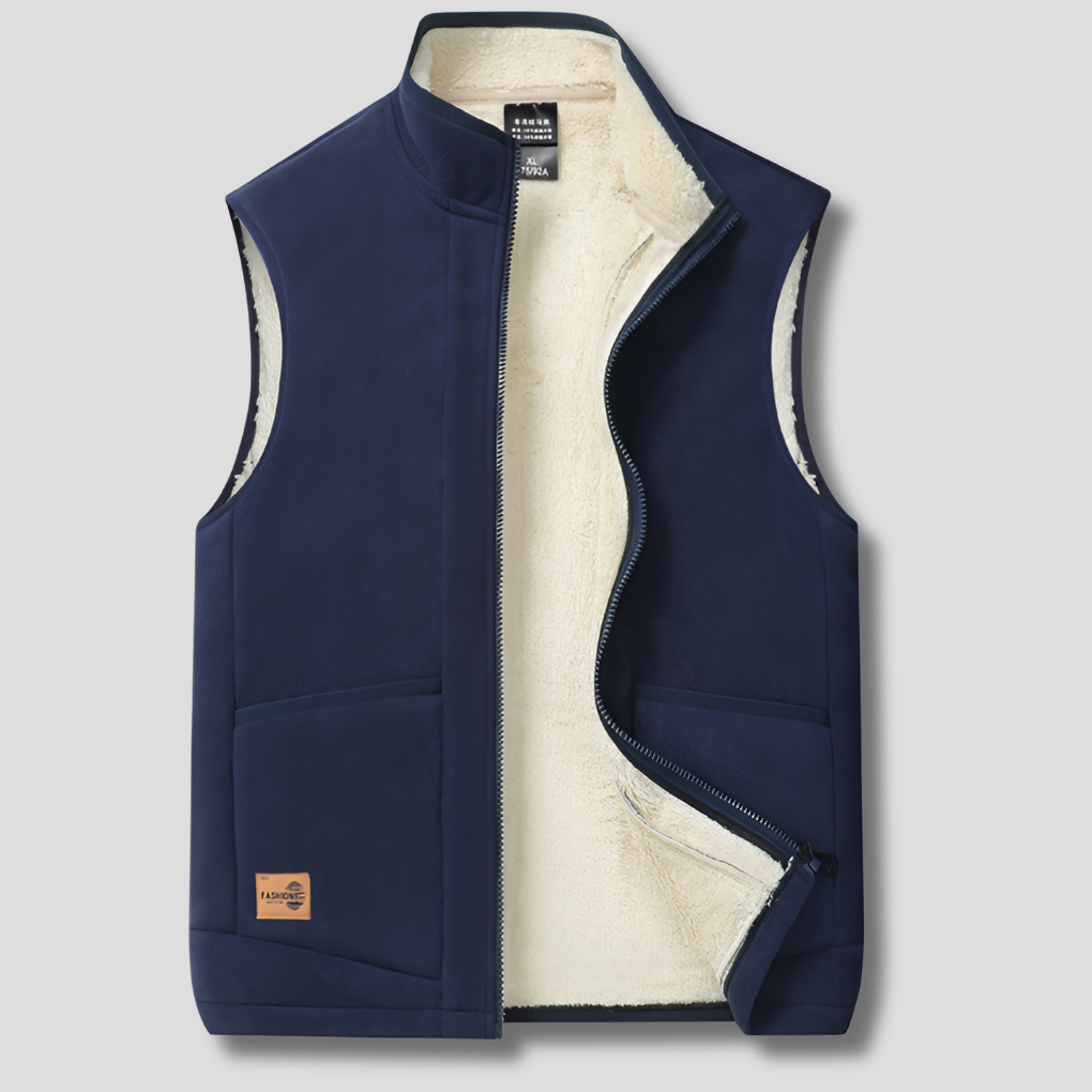 Men's lined insulated winter vest in black, perfect for cold weather casual wear.