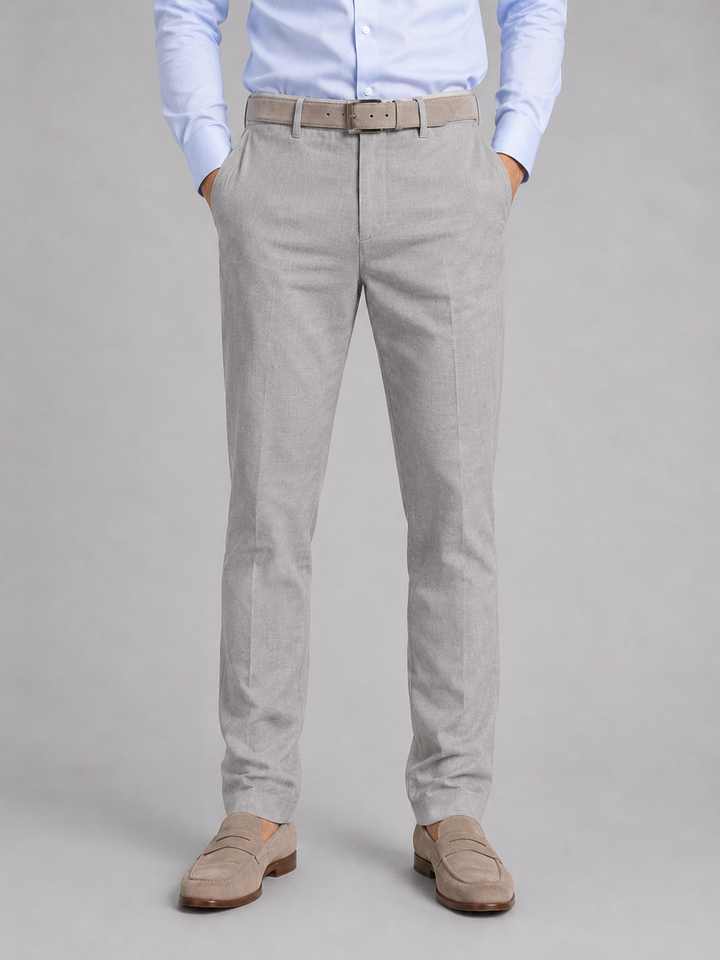 Stylish men's linen look straight leg trousers offering ultimate summer comfort for everyday or vacation.