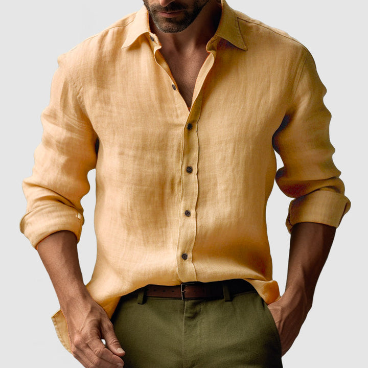Men's long sleeve button-down shirt in a comfortable regular fit, perfect for versatile smart casual wear.
