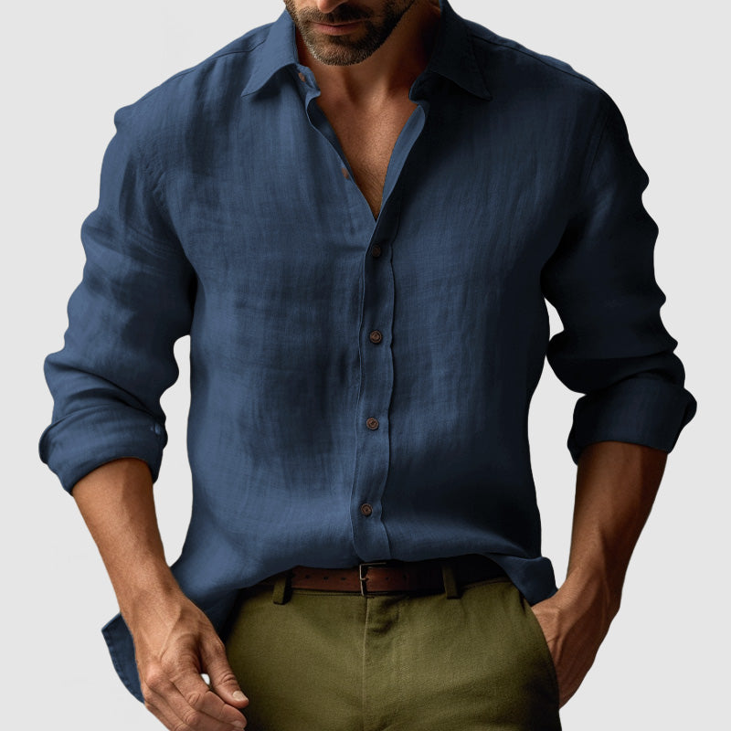 Comfortable men's regular fit long sleeve shirt, a classic button-down for casual and smart-casual fashion.