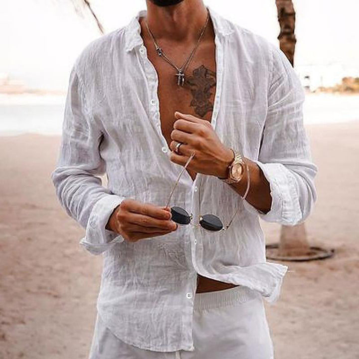 Casual wear: men's lightweight long sleeve button shirt