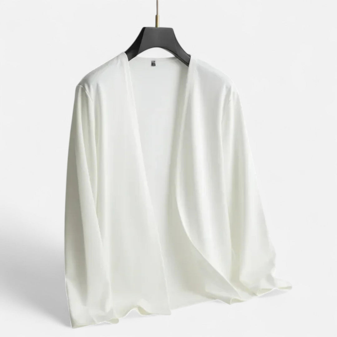 Sophisticated fashion statement: men's long-sleeve cardigan cloak for evenings.