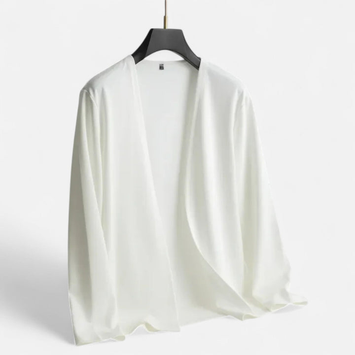 Sophisticated fashion statement: men's long-sleeve cardigan cloak for evenings.