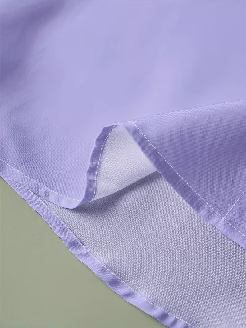 All-season men's long-sleeve grandad collar shirt, featuring subtle contrast trim & practical chest pocket.