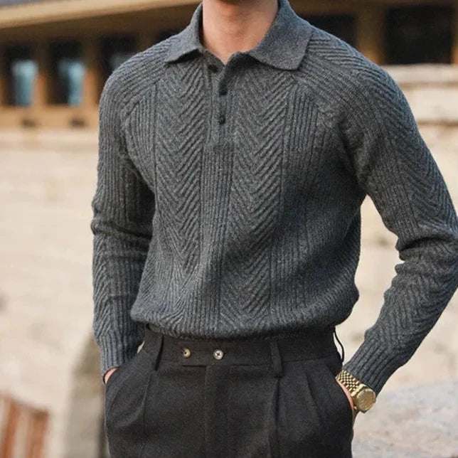 Elevate your style with this men's long sleeve knit zip polo, a versatile smart casual shirt.