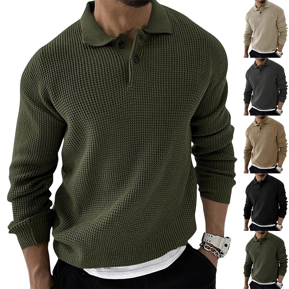Stylish men's pullover polo sweater, featuring a comfortable fit and casual elegance for daily wear.