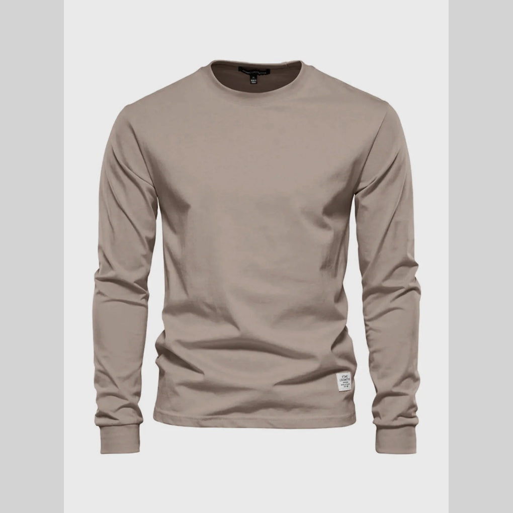 Wardrobe staple: Men's long-sleeve crew neck shirt for comfortable, stylish, and versatile everyday layering.