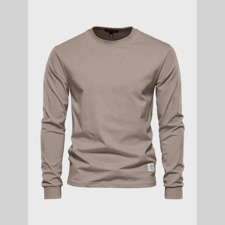 Wardrobe staple: Men's long-sleeve crew neck shirt for comfortable, stylish, and versatile everyday layering.