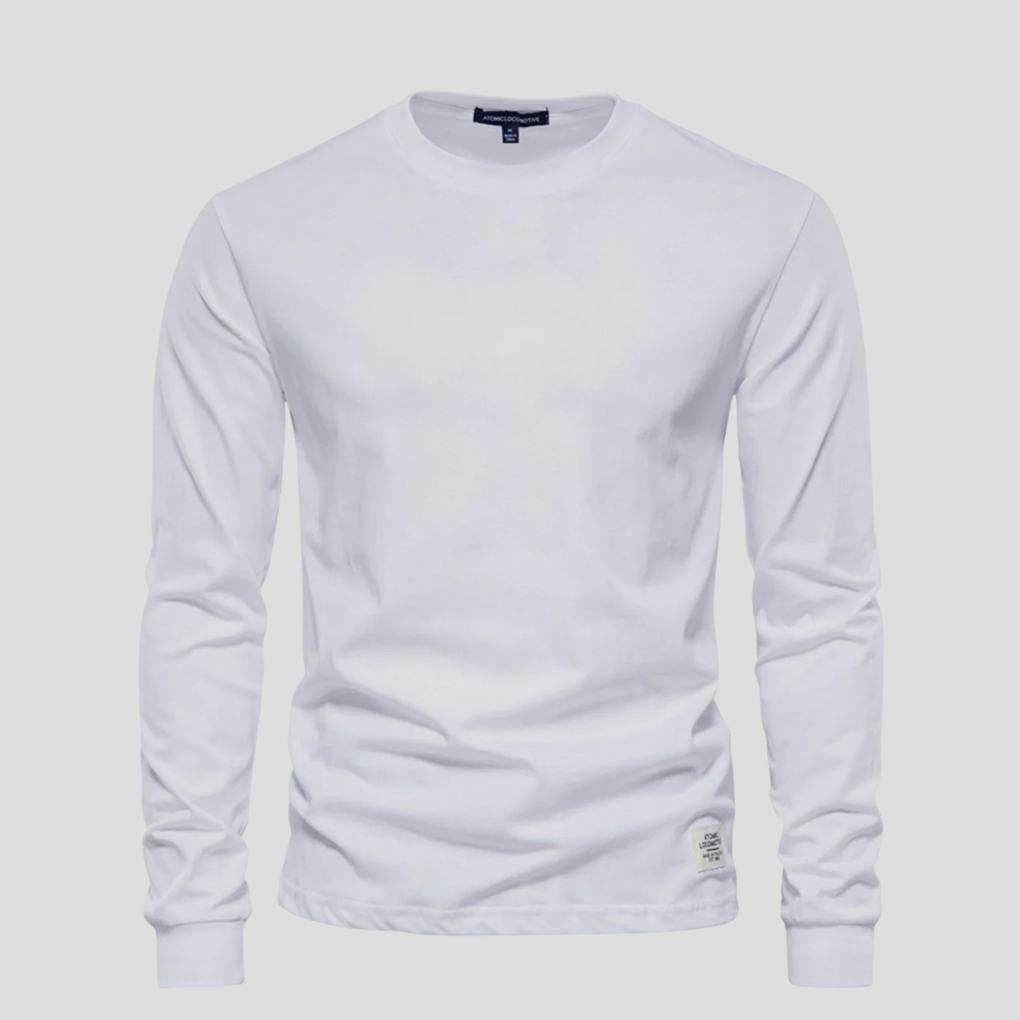 Stylish men's long-sleeve round-neck shirt, ideal for everyday fashion & wardrobe versatility.