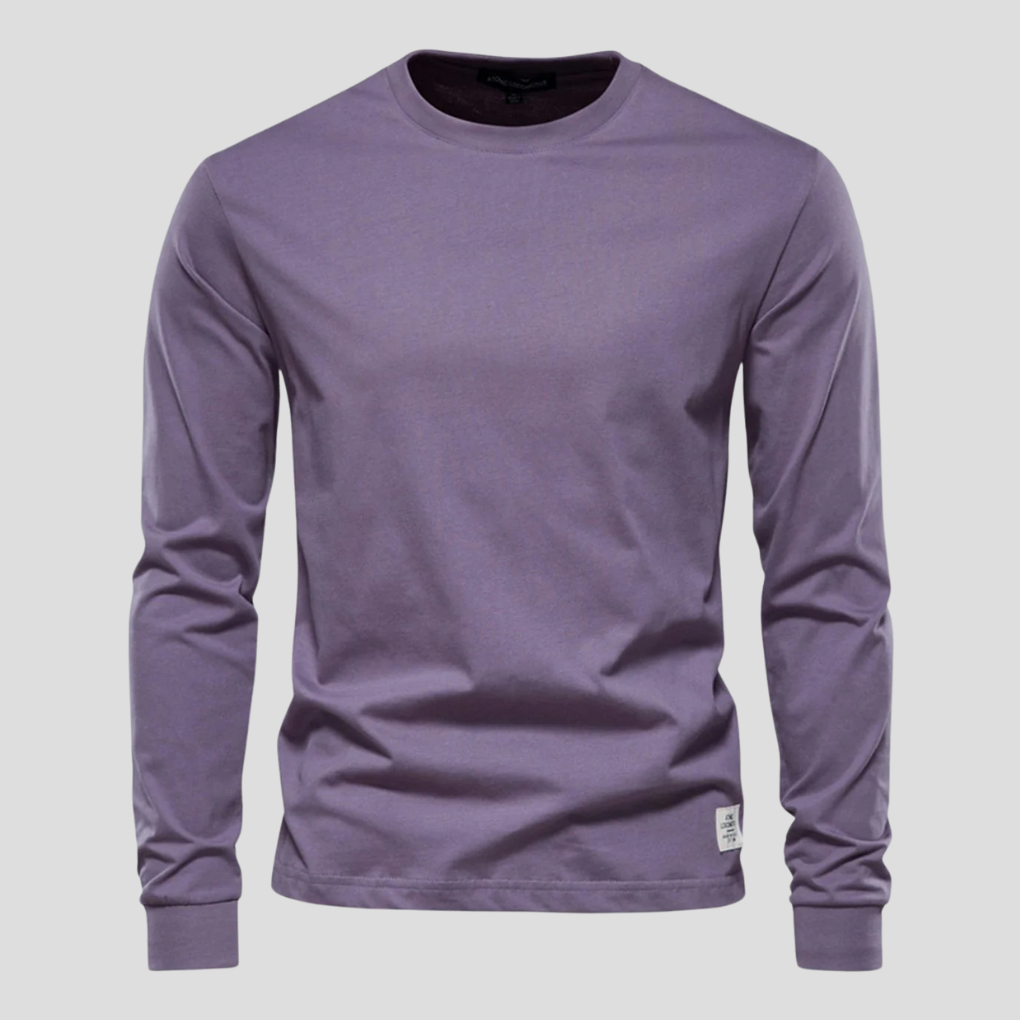Classic men's long-sleeve round-neck shirt, offering everyday comfort and a timeless casual look.