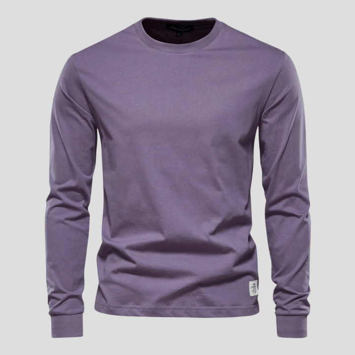 Classic men's long-sleeve round-neck shirt, offering everyday comfort and a timeless casual look.