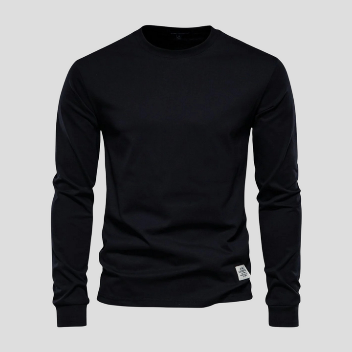 Everyday men's crew neck long-sleeve shirt, designed for maximum comfort and easy casual styling.