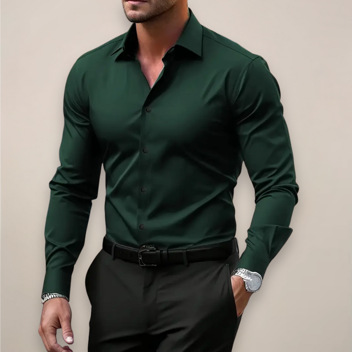 Tailored fit long sleeve shirt for men, ideal for smart casual summer fashion.