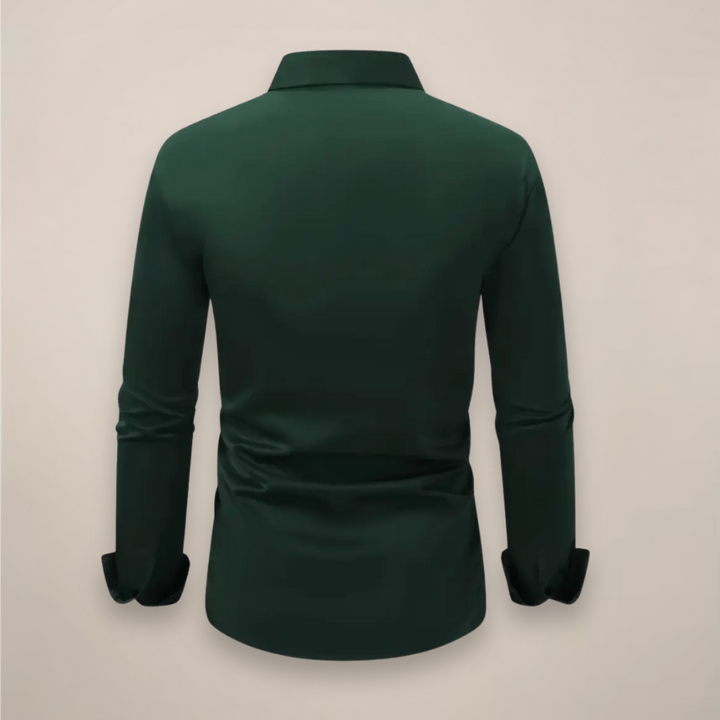This button-down shirt offers smart casual style and comfort for men.