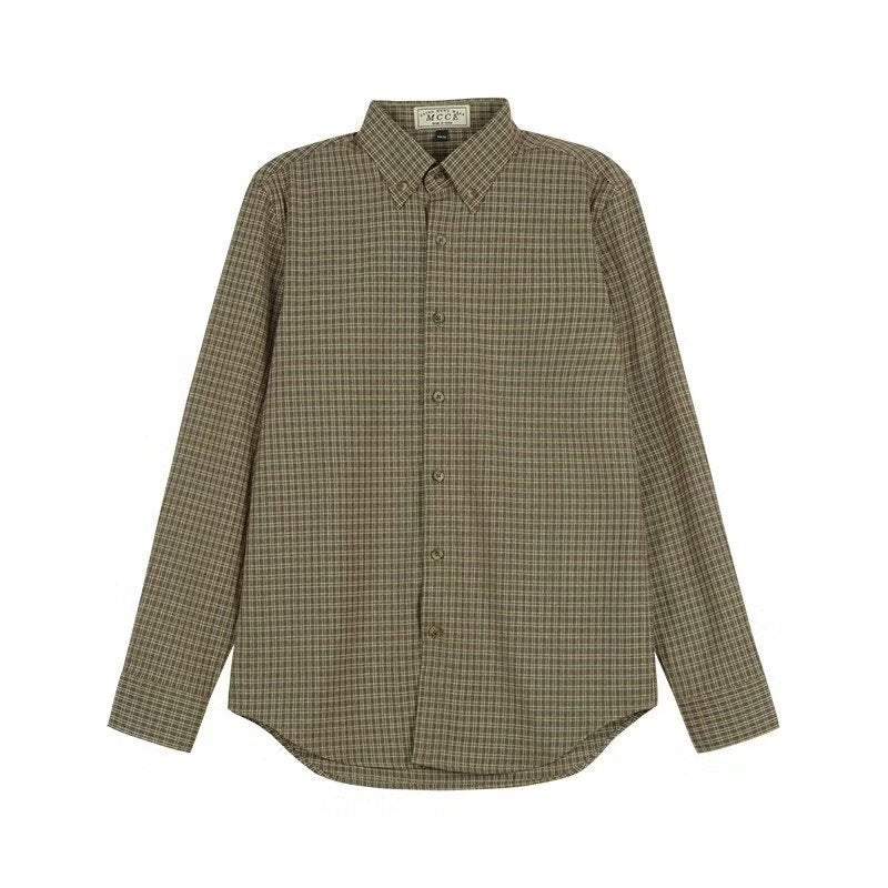 Men's striped button-up dress shirt featuring a point collar and long sleeves for a polished look.