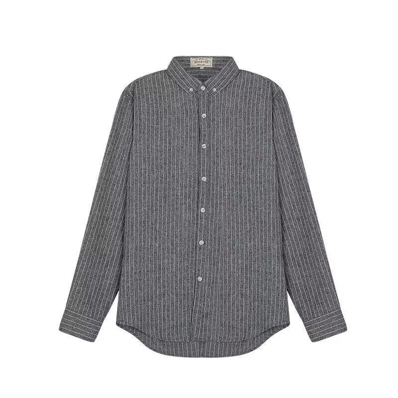 Sophisticated men's striped dress shirt, a classic choice for office attire, formal events, or smart casual style.