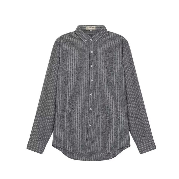 Sophisticated men's striped dress shirt, a classic choice for office attire, formal events, or smart casual style.