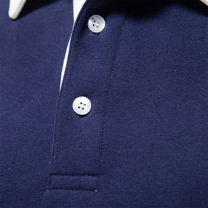 Men's smart casual long sleeve sweatshirt with a contrast collar, a key piece for autumn fashion.