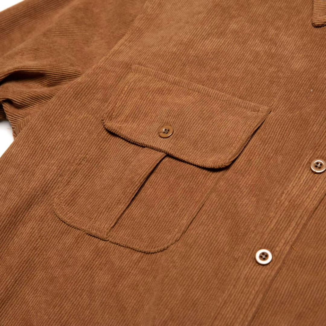 Men's fashion long sleeve textured button shirt with chest pockets. A stylish regular fit casual top for any occasion.