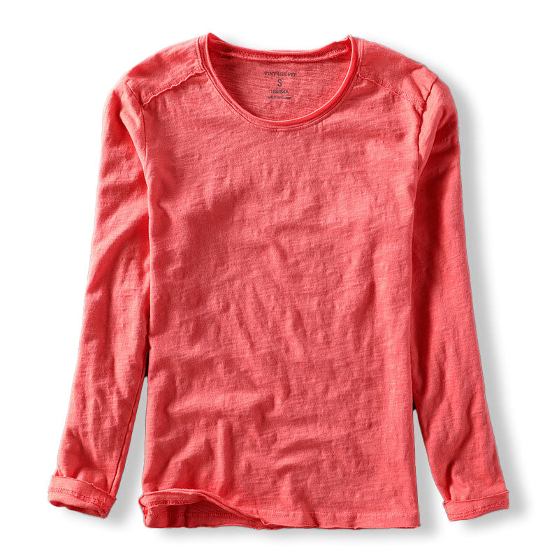 Stylish men's long sleeve textured crew neck shirt for comfortable casual wear, ideal for spring or autumn fashion.
