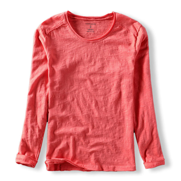 Stylish men's long sleeve textured crew neck shirt for comfortable casual wear, ideal for spring or autumn fashion.