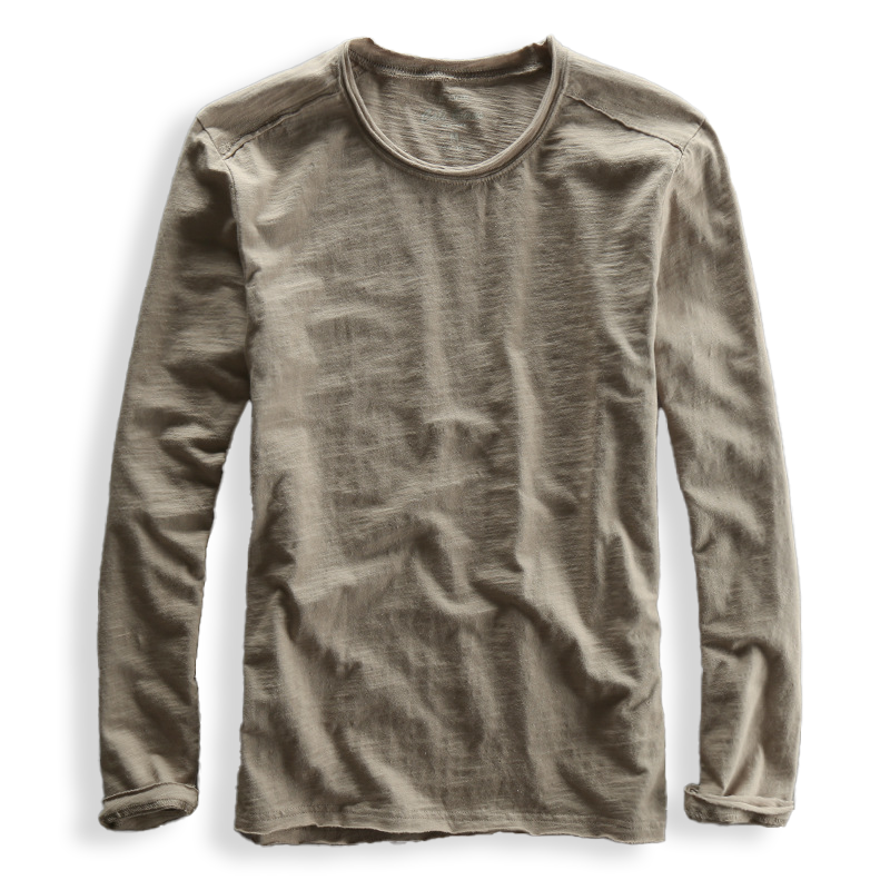 Versatile men's long sleeve textured crew neck shirt. A comfortable, casual straight fit top for everyday autumn style.