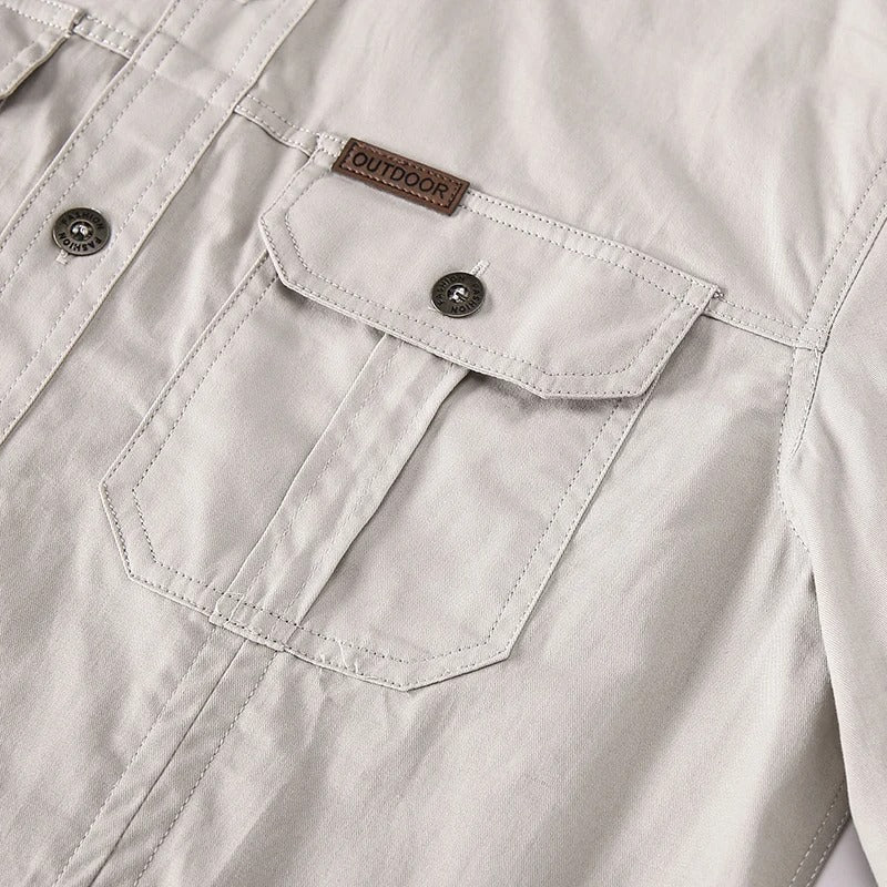 Versatile men's utility shirt, multiple practical pockets for work or casual outings.
