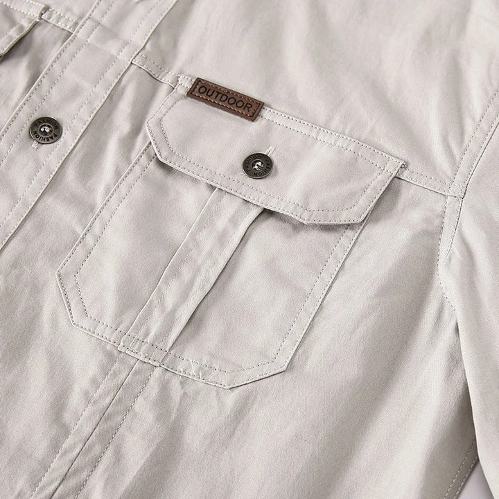 Versatile men's utility shirt, multiple practical pockets for work or casual outings.