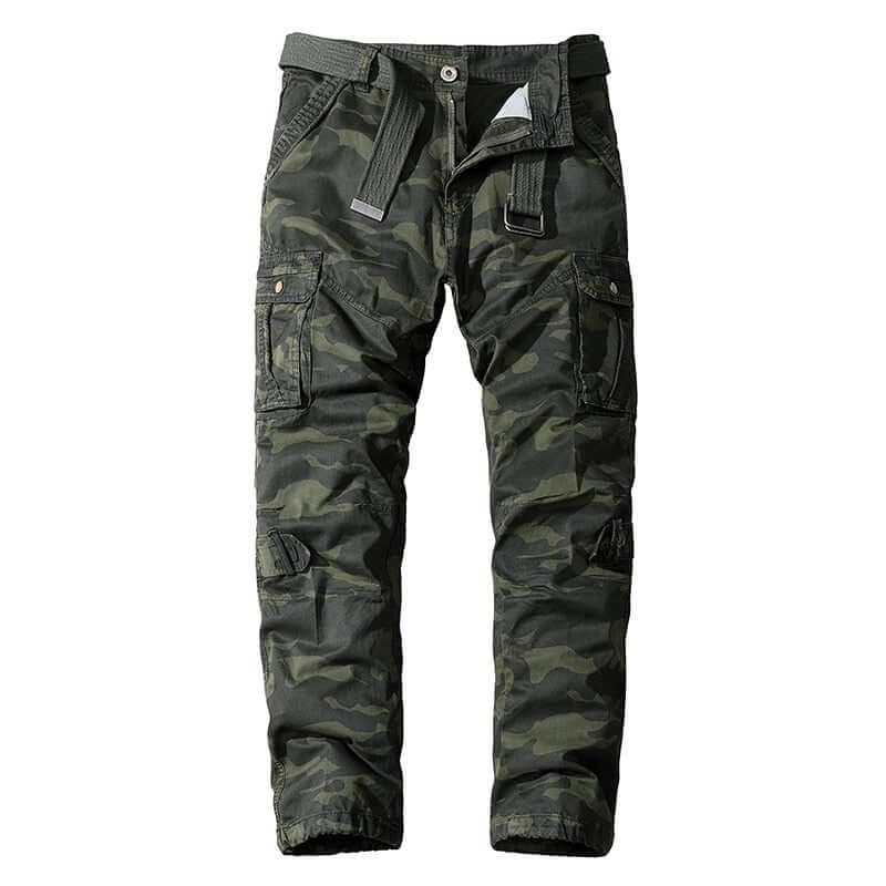 Practical men's multi-pocket utility cargo trousers, loose fit, designed for everyday adventure & functionality.