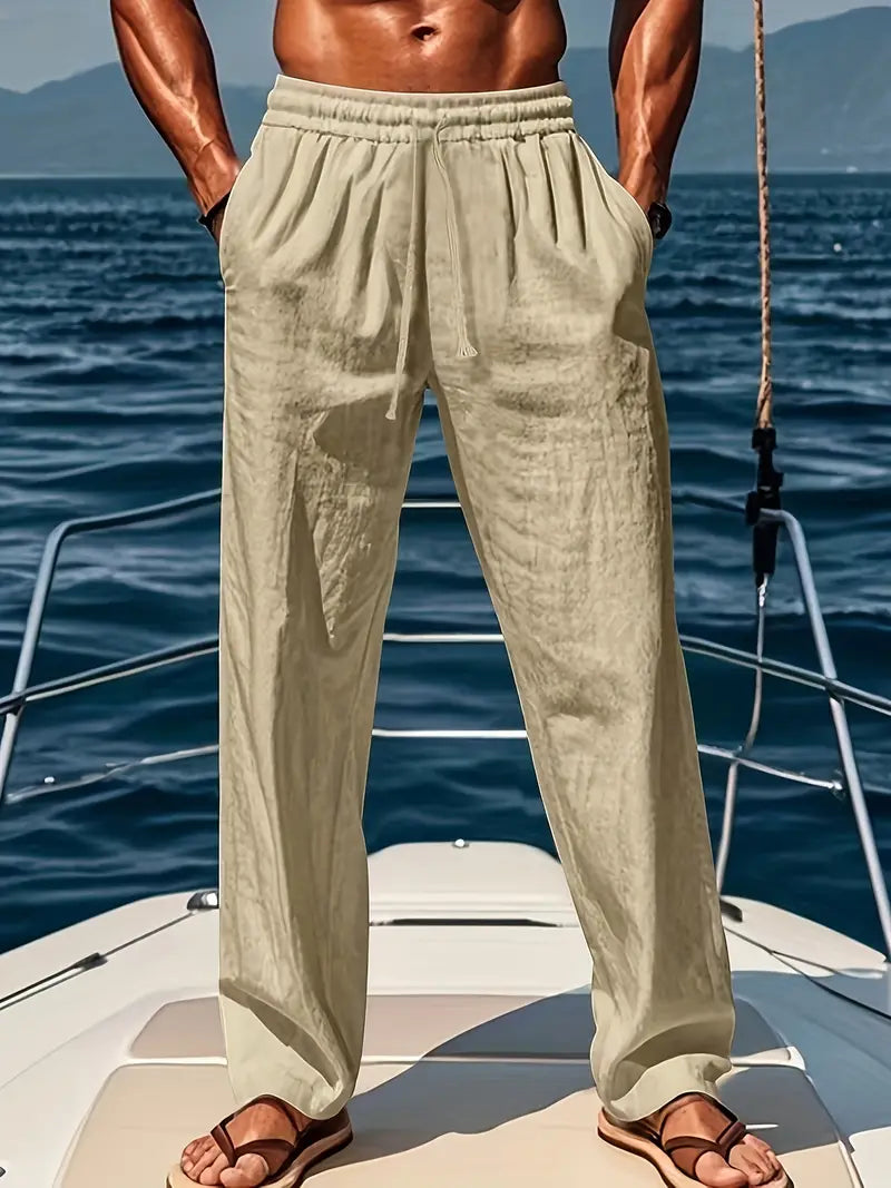 Comfortable men's casual pants with a loose, relaxed fit. Great for everyday wear & stylish men's summer outfits.