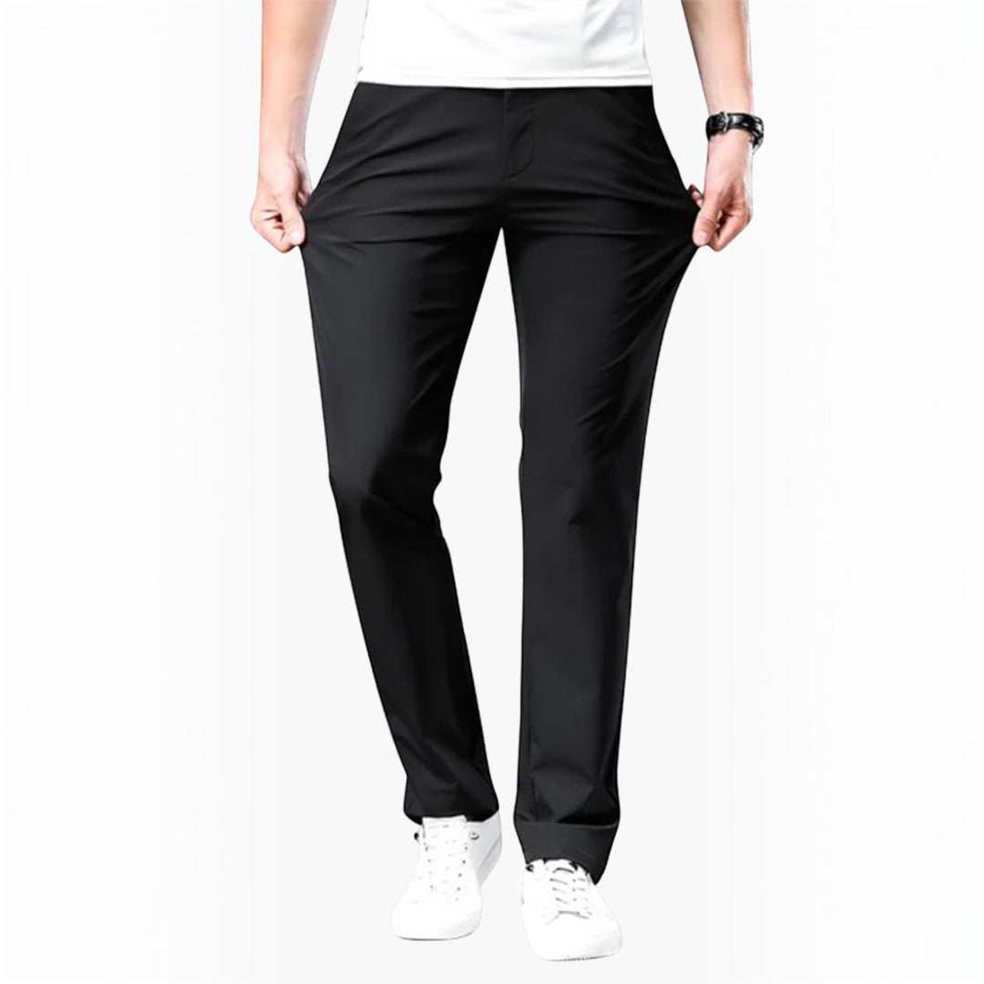 Stylish men's loose fit straight leg chinos. Comfortable and versatile trousers, suitable for casual outfits or work pants.