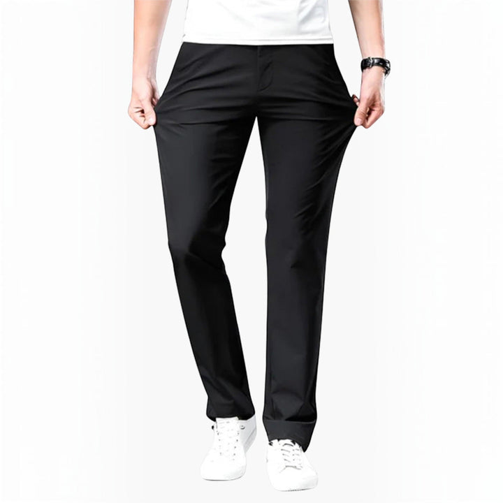 Stylish men's loose fit straight leg chinos. Comfortable and versatile trousers, suitable for casual outfits or work pants.