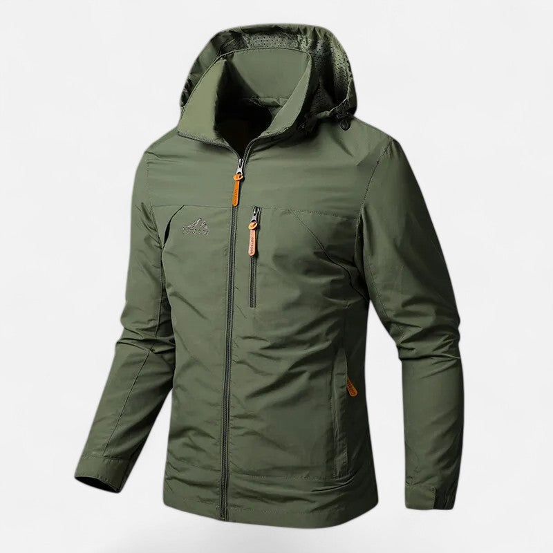 Men's loose-fit hooded casual jacket in black, perfect for everyday wear.