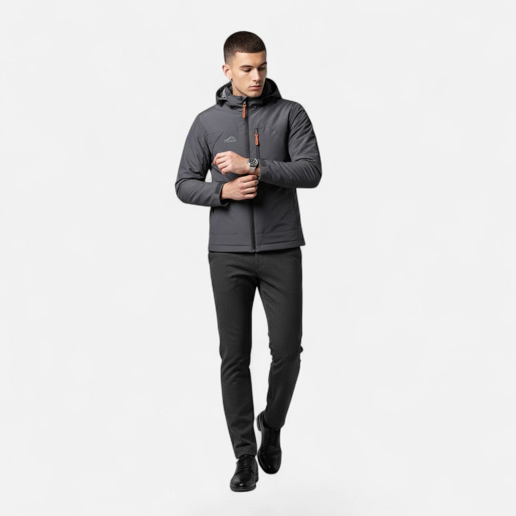 Men's loose-fit jacket with a relaxed silhouette and adjustable hood.