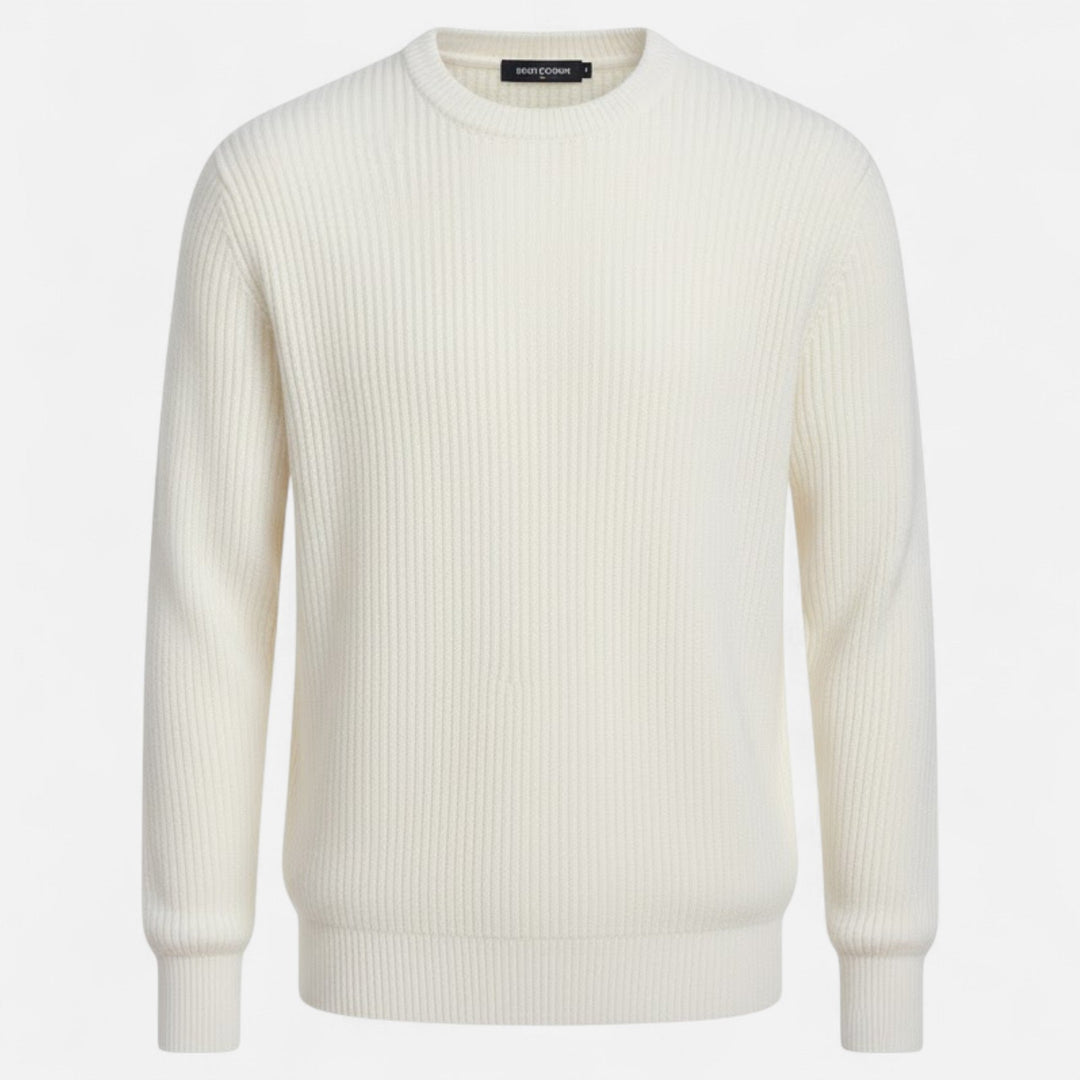 Versatile men's loose fit pullover sweater. Cozy, warm Korean style for casual or elegant autumn wear.