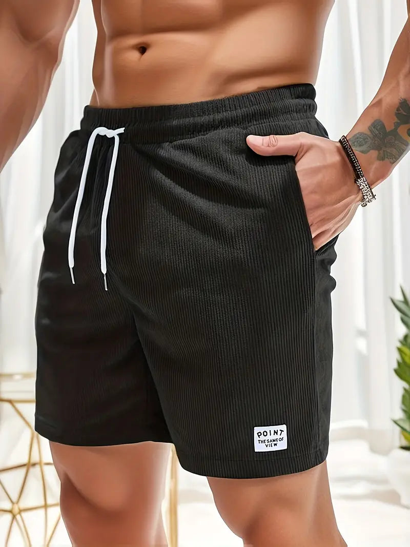 Men's warm weather drawstring shorts, relaxed fit for everyday comfort.