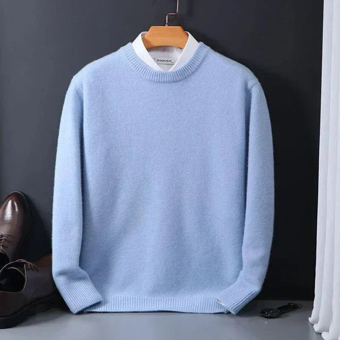 Cozy men's loose sweater, offering relaxed comfort and effortless style for fall fashion.