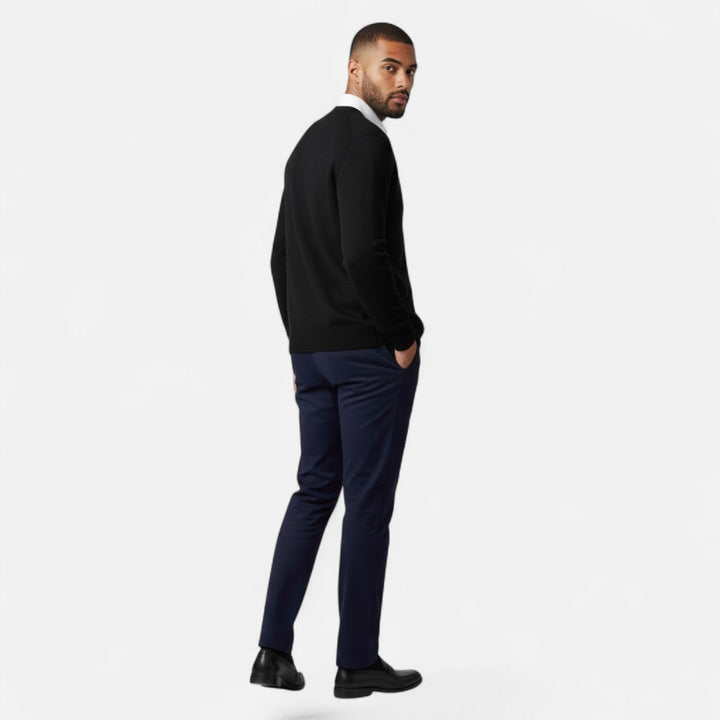 Men's classic V-neck cardigan, loose fit knitwear for easy, comfortable autumn and winter layering.