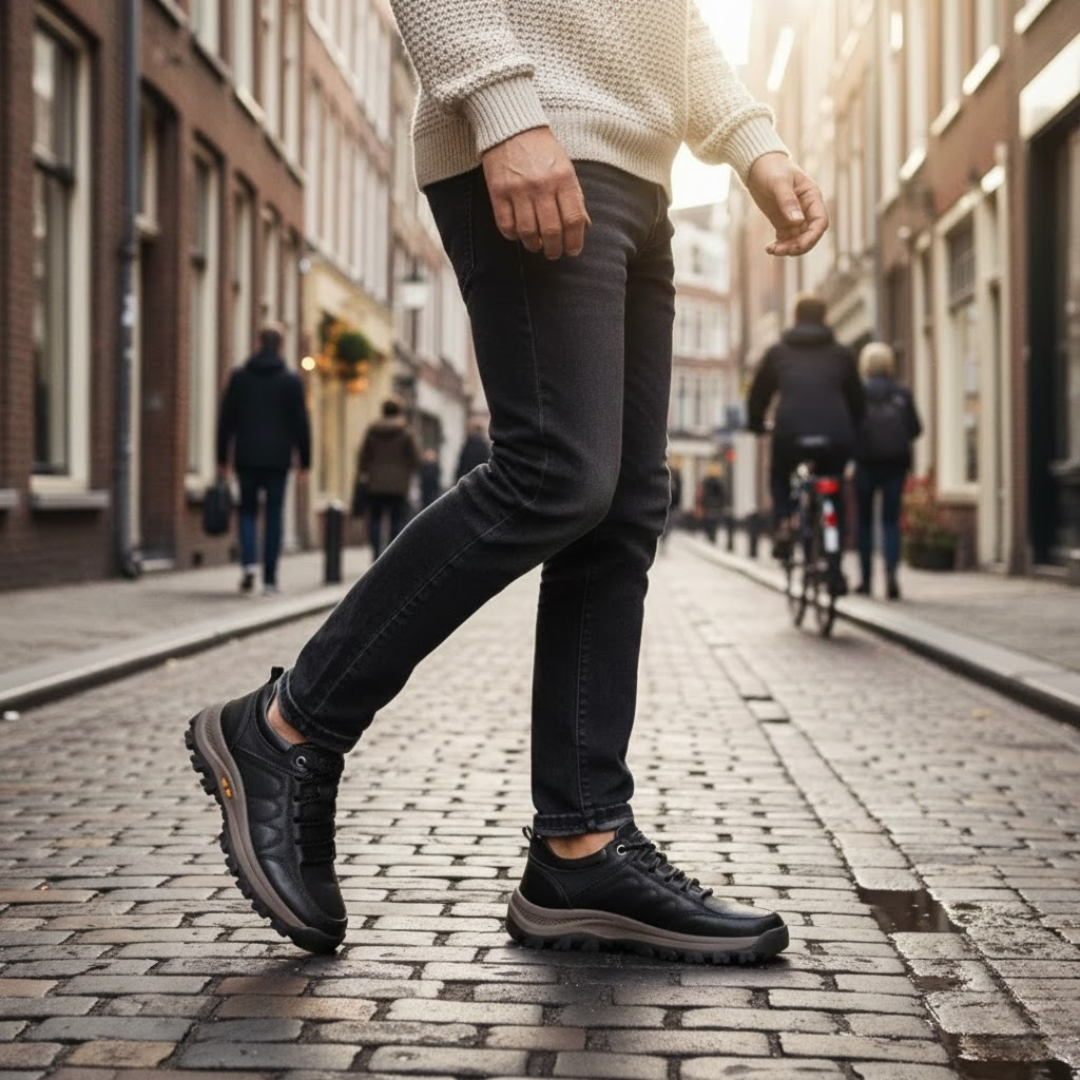 All-season men's comfort sneakers, low-top, lace-up, orthopedic for daily walks.