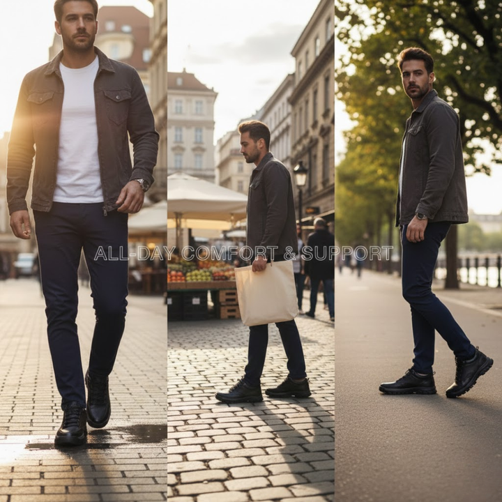 Lace-up men's low-top sneakers, offering orthopedic support & all-day comfort.