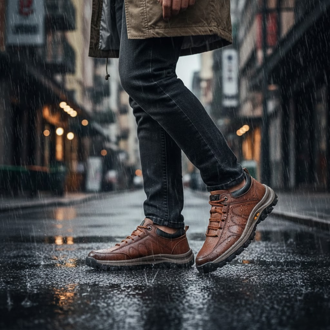 Stylish men's casual sneakers, low-top, orthopedic, lace-up for superior comfort.
