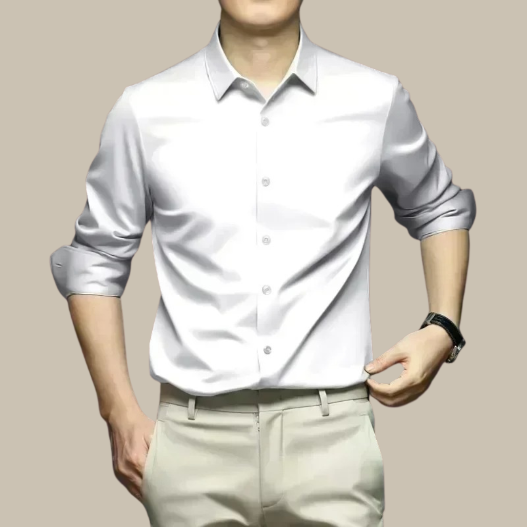 Wardrobe essential: a men's elegant silk shirt for versatile, casual, and luxury fashion.