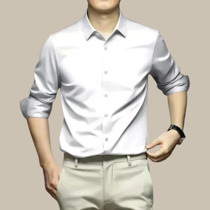 Wardrobe essential: a men's elegant silk shirt for versatile, casual, and luxury fashion.
