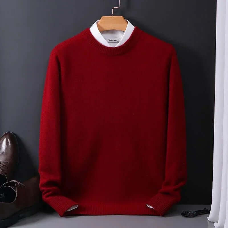 Elegant men's soft luxurious jumper. Comfortable long sleeve pullover sweater for smart casual style.
