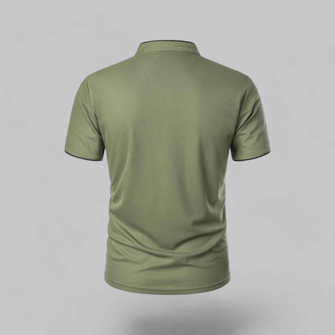 Essential summer men's collarless polo shirt, short sleeve, luxury, for a stylish and comfortable old money season.